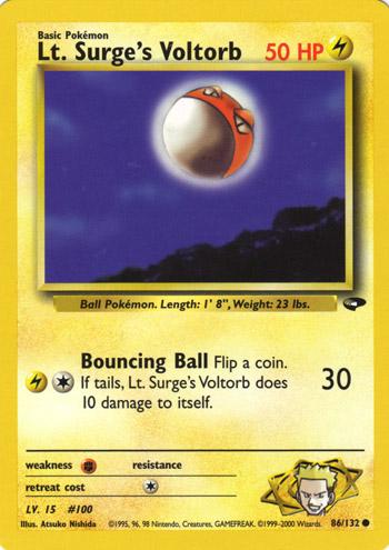 Gym Challenge Lt. Surge's Voltorb Pokémon card